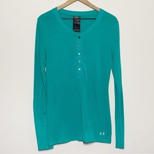 Under Armour Cold Gear teal long sleeved  base layer shirt M